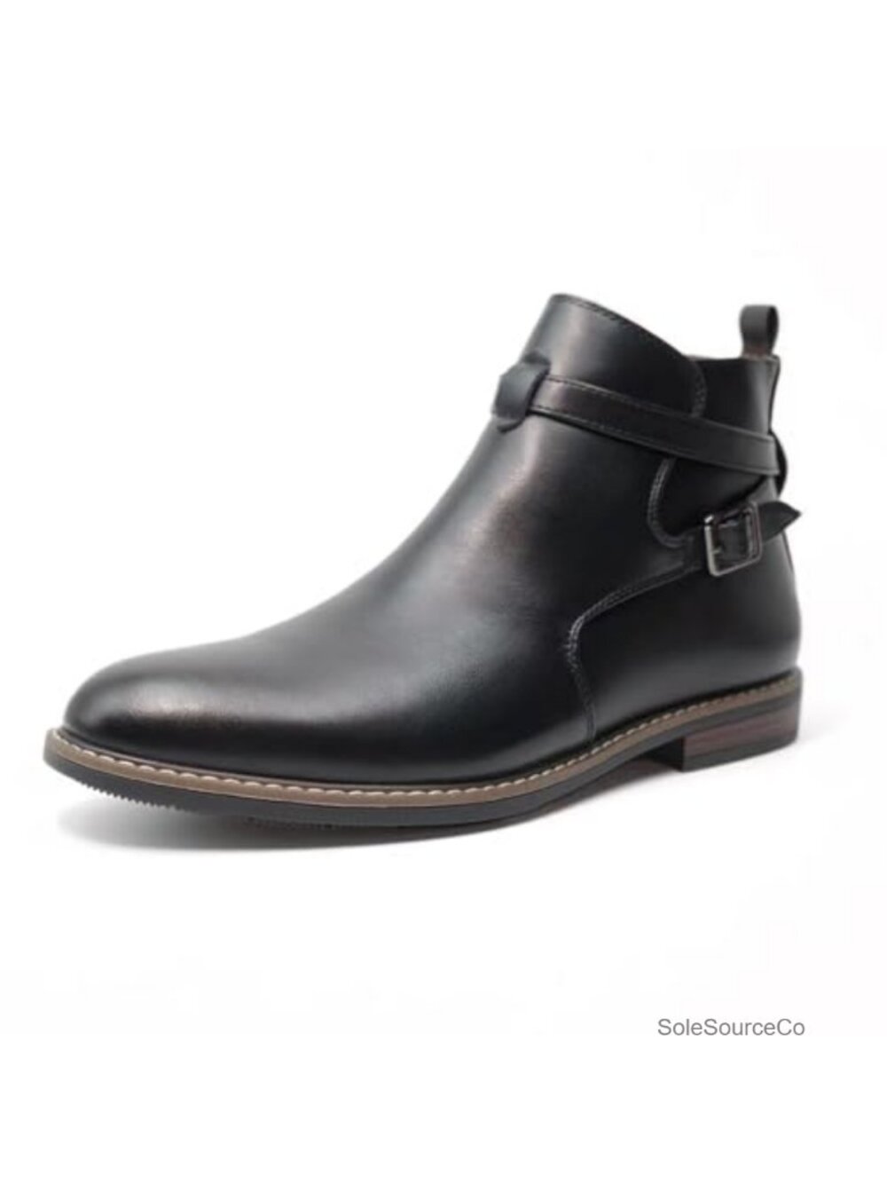 Men's Faux Leather Chelsea Slip On Ankle Boots Buckle Strap